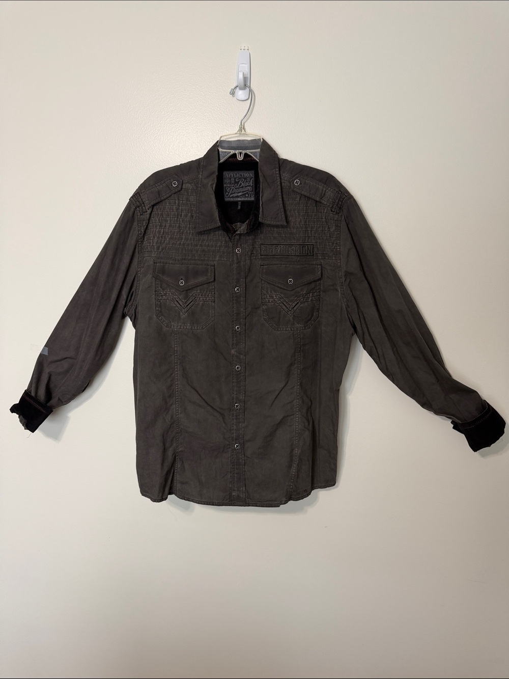 Affliction Men's Charcoal Button-Front Western Shirt